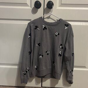 Disney Gray Mickey Mouse Crew Neck Sweater